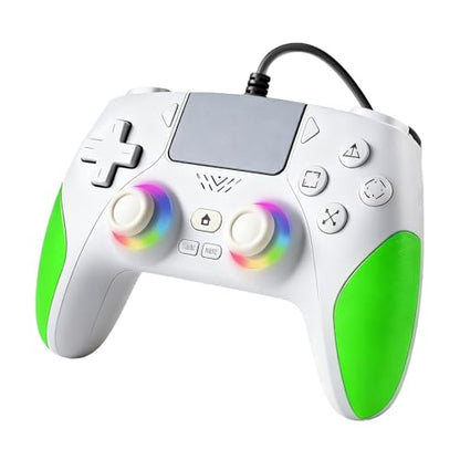 Akalyptra Wired Controller for PS-5/PC, Cool RGB Gamepad Support Programmable/Remap/Turbo Functions, Dual Vibration, 3.5MM Audio Jack, Motion Control, Compatible with PS-5/PS-4/PC/MAC/IOS/Android/Steam Deck(Green, 87inch) - color: Yellow