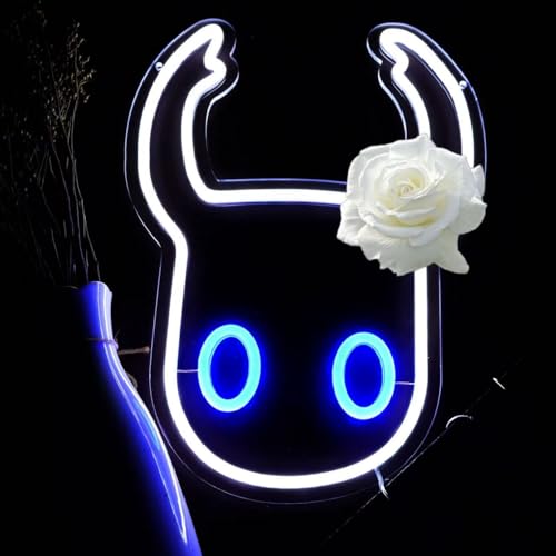 Knight Pattern Neon Signs Light for Wall Decor, Dimmable LED Neon Lights for Man Cave Game Figurine Player Decorative Lights for Game Lover Gifts - color: White and Blue, YiduiJiao