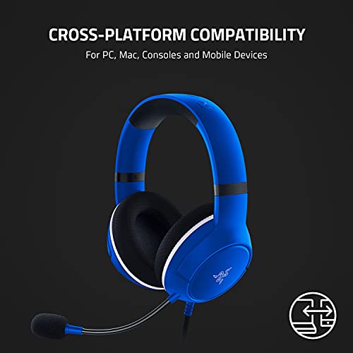 Razer Kaira X Wired Headset for Xbox Series X|S, Xbox One, PC, Mac & Mobile Devices: Triforce 50mm Drivers - HyperClear Cardioid Mic - Memory Foam Ear Cushions - On-Headset Controls - Shock Blue - color: Blue