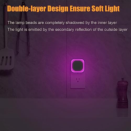 2 Pack Pink Night Light Plug into Wall, Dimmable Light for Bedroom | Auto Dusk to Dawn Sensor, Eye-Care Reflected Glow, LED Nightlight, Pink Lamp for Princess-Themed Bedroom, Bathroom, Adults - color: Pink