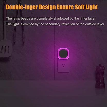 2 Pack Pink Night Light Plug into Wall, Dimmable Light for Bedroom | Auto Dusk to Dawn Sensor, Eye-Care Reflected Glow, LED Nightlight, Pink Lamp for Princess-Themed Bedroom, Bathroom, Adults - color: Pink