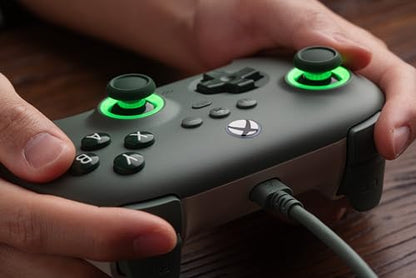8BitDo Ultimate C Wired Controller for Xbox with Hall Effect Joysticks and Triggers, RGB Lighting Fire Ring, Compatible with Xbox Series X|S, Xbox One, Windows 10/11- Officially Licensed (Dark Green) - color: Dark Green
