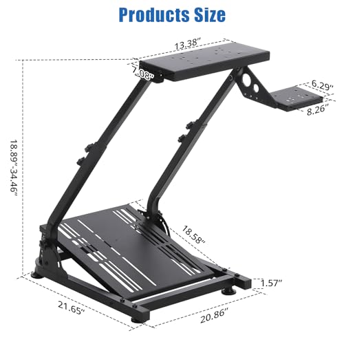 Garvee Racing Wheel Stand, Steering Wheel Stand Compatible with Logitech G920 G29 G27 G25 Gaming Cockpit Height Adjustable Foldable Gaming Racing Simulator Steering Wheel Stand NOT Included, Black