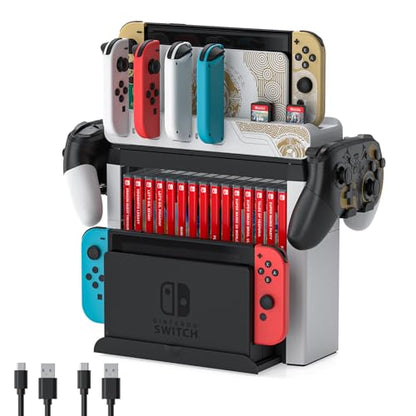 Switch Games Organizer Station with Controller Charger, Charging Dock for Nintendo Switch & OLED Joycons, Switch Mounts, Brackets & Stands for Games, the Legend of Zelda: Tears of the Kingdom Edition - color: Tears of the Kingdom Edition