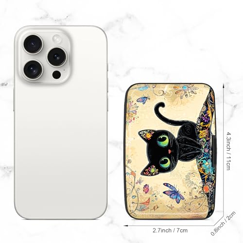 Credit Card Holder, Mini Aluminum Card Wallet RFID Blocking Slim Metal Hard Card Case for Women Men, Cat on Branch - color: Cat on Branch