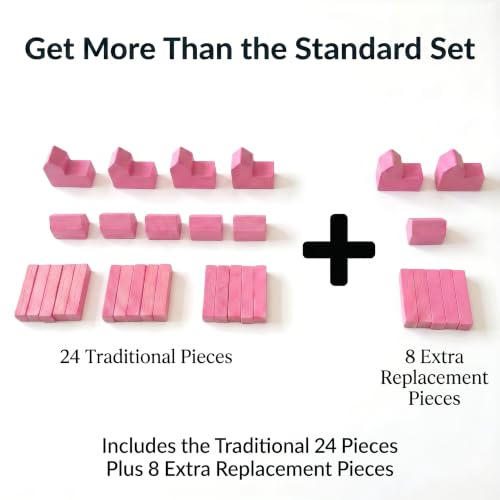 Replacement Pieces for Settlers of Catan – Roads, Settlements & Cities Set, Durable Game Tokens, Compatible with Catan Board Game Accessories, Game Pieces Plus Bonus Pieces (Pink) - color: Pink