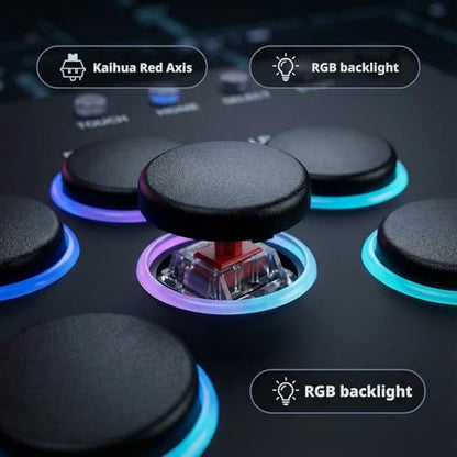 XIAO SHI MIN STORY Leverless Arcade Stick, All-Button Fight Controller with 13 Keys, RGB Lights, Hot-Swappable for PS4/PS3/PC/Switch, Arcade Fight Stick BlackStreet Fighter Style Gaming Keyboard