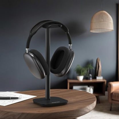 Headphone Stand, Desktop Headset Holder Heavy Base Desk Earphone Stand Aluminum Gaming Headset Hanger Rack for AirPods Max, AirPods, AirPods Pro, Sony, Beats, Bose, Razer and More(Black) - color: Black