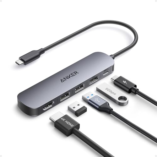 Anker USB-C Hub, 5-in-1 USB Hub for Laptops, 4K HDMI Multiport Adapter | USB C Dongle with 90W Max Power Delivery, 3×5Gbps USB A Data Ports, for MacBook, Dell, and More (Charger Not Included)