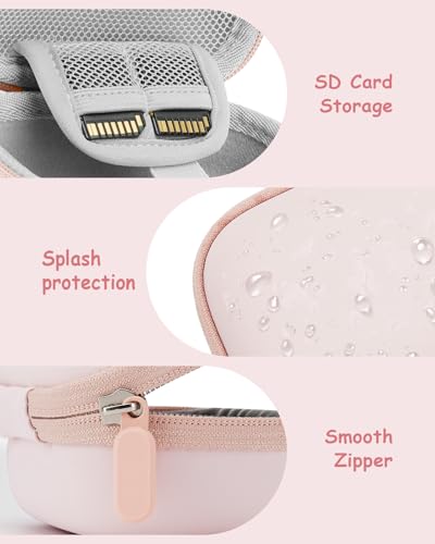 SQERO Camera Case for Digital Camera CAMKORY DC403/KODAK PIXPRO FZ55/FZ45 | SD Card Storage Travel Carry Cute Case Bag Small, Anti-Shock Dot Protection - color: Pink
