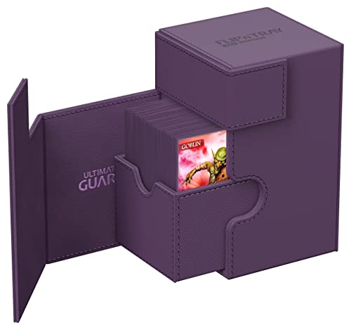 Ultimate Guard Flip'n'Tray 100+, Deck Case for 100 Double-Sleeved TCG Cards + Dice Tray, Purple, Independent Magnetic Closure & Microfiber Inner Lining - color: Purple, size: 100+