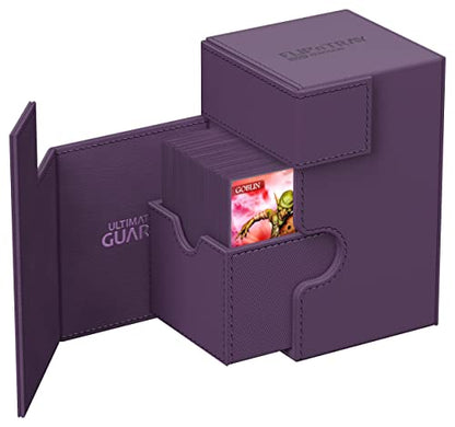 Ultimate Guard Flip'n'Tray 100+, Deck Case for 100 Double-Sleeved TCG Cards + Dice Tray, Purple, Independent Magnetic Closure & Microfiber Inner Lining - color: Purple, size: 100+
