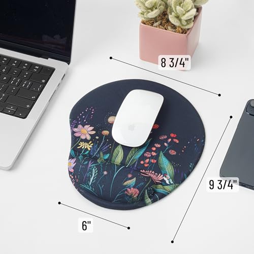 Mr. Pen- Ergonomic Mouse Pad with Wrist Rest, Midnight Bloom Design | Breathable Fabric with Memory Foam Cushion, Non-Slip Rubber Base, Gel Mouse Pad with Wrist Support - color: Midnight Bloom
