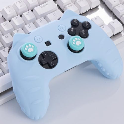 Switch Pro Controller Skin Silicone Cover - Anti-Slip Grip Cat Paw Design with Joystick Ring Guards, Protective Case Shell, Custom Cute Kawaii Accessory - Not for Switch 2, PowerA or Third-Party Model