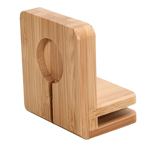 MobileVision Slim Bamboo Charging Station & Compatible Adapter for Apple Watch Multi Device Organizer, Smartphones, Tablets, Laptops & More - color: Slim Stand + Apple Watch Adapter