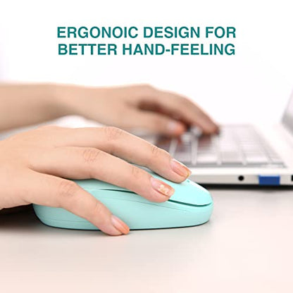 Rii Wireless Mouse RM700 2.4G Silent Mouse with USB Nano Receiver for Laptop,PC,Mac,Chromebook,Windows (Light Cyan) - color: Light cyan
