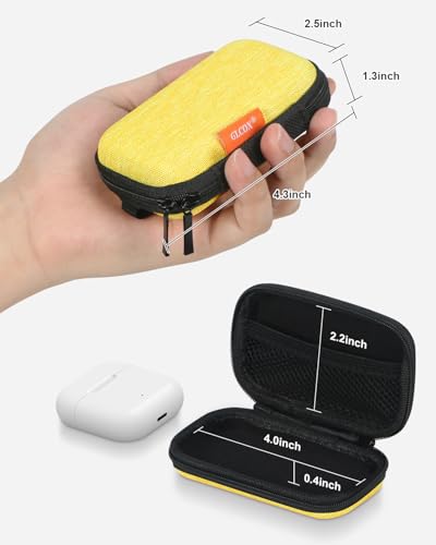 Gold-Yellow Mini Earbud Case, Cute Protective Pouch for Apple Airpods | Fits Samsung Galaxy Buds, JBL, Sony, Cable, Card, Earplugs, Heart Monitor, Small Hard Shell Bag - color: Gold-Yellow
