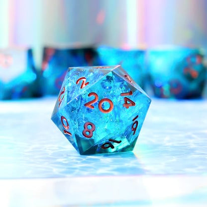Single D20 Dice-22MM 20 sideds DND Resin Sharp Edged Resin Dice for Dungeons and Dragons, RPG, Polyhedral D&D Dice, Roleplaying Games MTG Table Games(Blue Black) - color: D20-blue Dark