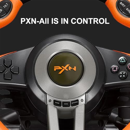 PXN V3 PRO Racing Wheel with Pedals for PC, Xbox, PS4, Switch | 11-Inch Wheel, Vibration Feedback, Paddle & Sequential Shifting, 180° Steering, 2-Pedal, Plug & Play Setup for Easy Gaming - color: Orange