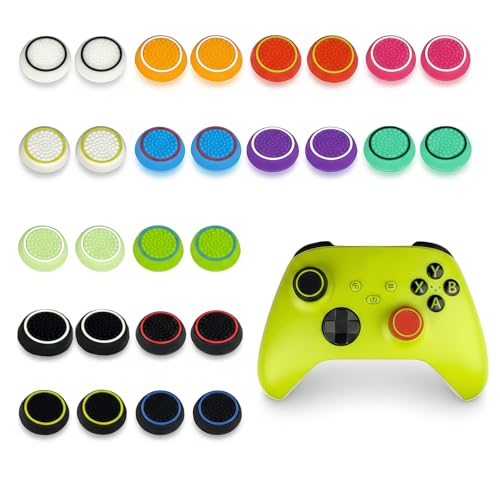28 PCS Optimized Silicone Thumb Grips & Joystick Caps for PS4/PS5/Xbox Controllers Accessories | 14 Colors, Anti-Slip, Anti-Scratch & Enhanced Gaming Grip Protectors