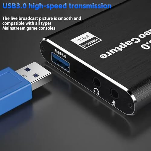 Video Capture Card,USB 3.0 Audio Video Capture Card 4K HDMI Loop-Out, Full HD1080P 60FPS/2K 30FPS Video Game Capture for Streaming Works for Xbox/PS5/Switch/Camera/PC/OBS/Nintendo Switch(Black)