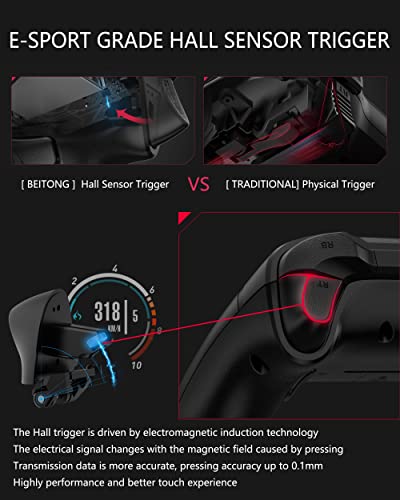 BEITONG Asura 2 Pro PC Game Controller Wireless Gamepad Joystick Hall Effect Trigger For Windows 7 8 10 11,Android TV,Steam,Tesla,Simulator,with Programmable M Buttons (Black) | Hall Effect Trigger, Wireless Gamepad, Programmable M Buttons, Mechanical But