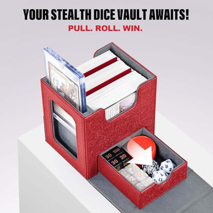 Kabinka Commander Deck Box for MTG with Dice Tray,Card Deck Box | Holds 100 Double-Sleeved Cards,for TCG/PTCG, Patented Design,with 35PT Magnetic Card Holder (Black& Red, Lotus) - color: A1-Black& Red, Lotus