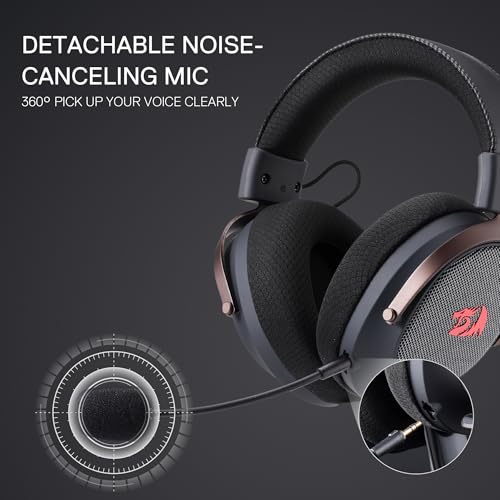 Redragon H858 3-Mode Wireless Gaming Headset, 7.1 Surround Sound, 53 mm Drivers, Memory Foam Ear Pads, Detachable Noise-canceling Microphone, Over-Ear Headphones Works for Phone, PC/PS5/NS, Black - color: Black