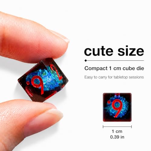 Mini DND Dice Set Tiny Dice 7 Pcs Handmade Sharp Edge Accessories Dice for Dungeons and Dragons, Polyhedral Resin Dice - color: Mini-blue Red