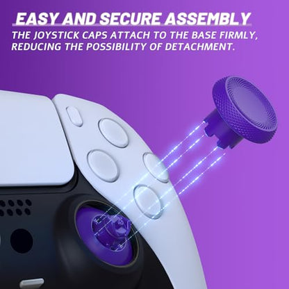 eXtremeRate ThumbsGear V3 Interchangeable Ergonomic Thumbsticks for PS5 Controller, Replacement Analog Thumb Sticks for PS4 Controller - 4 Height Adjustable Convex & Concave Grip Joysticks - Purple - color: Purple