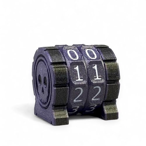 Life Counter Health Tracker for Board Games, TTRPGs, and Card Games with Skull Symbol, Compatible with MTG, 2 Purple Wheels with White Numbers - color: 2 Purple Rings+white Numbers