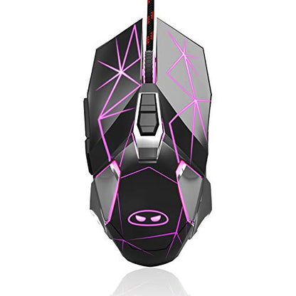 MageGee G10 Gaming Mouse Wired, 7 Colors Breathing LED Backlit Gaming Mouse, 6 Adjustable Speeds, Ergonomic Optical Computer Mouse with 7 Buttons for Windows PC Gamers - color: black