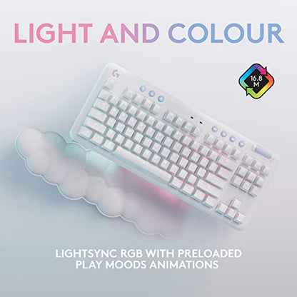 Logitech G715 Wireless Mechanical Gaming Keyboard - White Mist | LIGHTSYNC RGB, Lightspeed wireless, mechanical linear switches, keyboard palm rest, PC/Mac compatible - size: Wireless, style: Linear