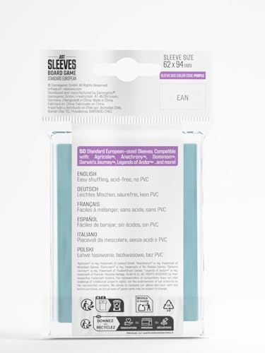 Gamegenic Just Sleeves - Standard European (50 Pack), 59×91 mm Card Sleeves, Cost-Effective Protection Compatible with Prime Prime Size, Entry-Level Clear Sleeves for Board Games, TCGs and LCGs