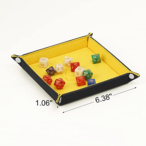 Folding Dice Tray Set, 4 Pieces Felt Dice Tray Holder for DND, RPG, MTG and Other Board Games (Rose Red, Gray, Yellow and Blue)