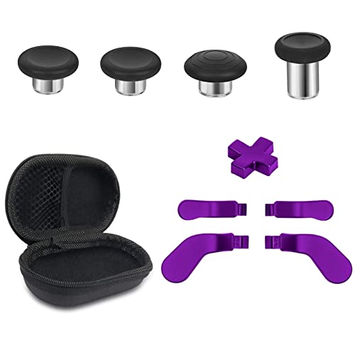 Metal Replacement Thumbsticks for Xbox Elite Controller Series 2 Core,Component Pack Includes 4 Swap Magnetic Joysticks,4 Paddles,1 Standard D-Pads, Accessories Parts for Xbox One Elite 2 (Purple) - color: purple