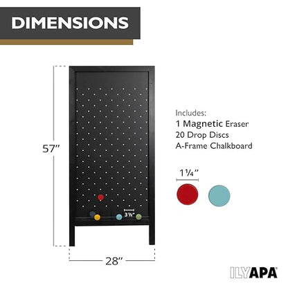 Ilyapa Prize Drop Board, 28x57 in - Penny Drop Game, Chalkboard Sign | Wooden A-Frame Chalkboard Sign, Includes 20 Coin Drop Discs & Eraser - For Trade Shows & Events - color: Black, size: 28x57