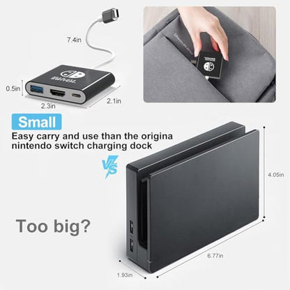 Switch1 Dock,Switch TV Dock TV Docking Station for Nintendo Switch/Switch OLED/Steam Deck,HDMI 2.0 4K@30HZ Portable with PD 100W Charging, USB 3.0 Port（3-in-1）