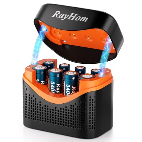 4 AA and 4 AAA Rechargeable Lithium Batteries with 8 Slot Li-ion Charger | 3400mWh Double A,1100mWh Triple A High Capacity,1.5V Constant Output, with Fast Battery Charger Storage Case - color: 4AA+4AAA+Charger