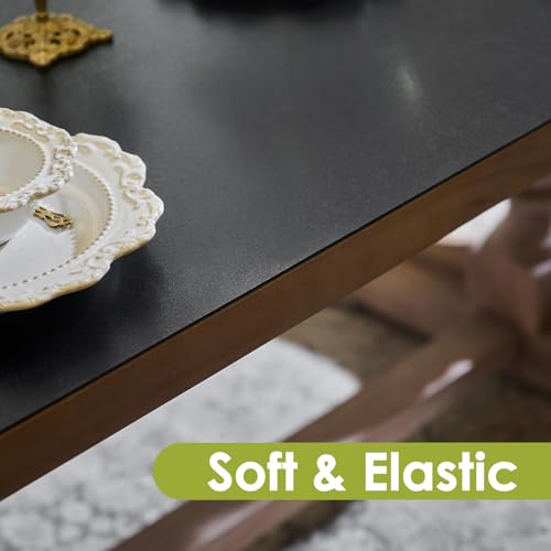 Black Table Cover Protector 60x36 Inch, 1.5mm Thick Heavy Duty PVC Table Pad, Waterproof Desk Mat & Dining Tablecloth, Cut to Fit Protector for Kitchen, Office Desk & Game Night Watch Soccer Party - size: 60" x 36" (Rectangular)