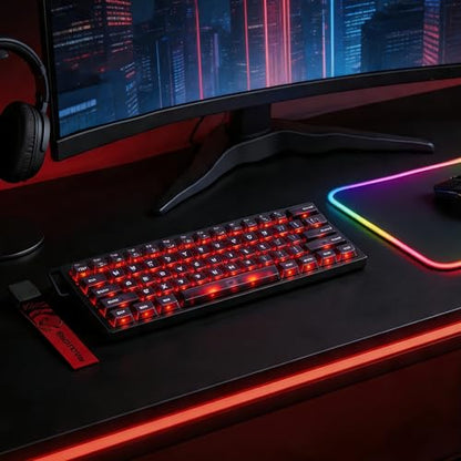 MADLIONS 60% Gaming Keyboard Wired, Magnetic Switch Keyboards Rapid Trigger 8KHz Aluminum RGB Backlit, Mechanical Keyboard Hot Swappable for PC Laptop Gamer - color: translucent black