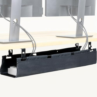 VIVO Screw-on Under Desk 31 inch Fabric Cable Management Tray, Wire Concealer, Power Strip Storage, Workspace Organization, Easy Fold Down Access, Black, DESK-AC31F-S - size: 31"