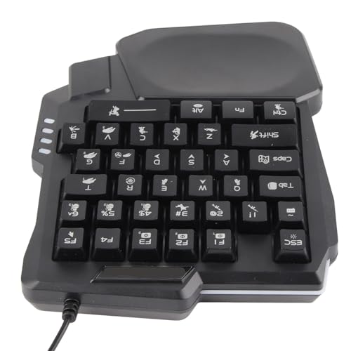 One Handed Gaming Keyboard, RGB Backlit 35 Keys Portable Mini Gaming Keypad Wide Palm Rest Wired USB Single Handed Keyboard for Computer Mobile Games