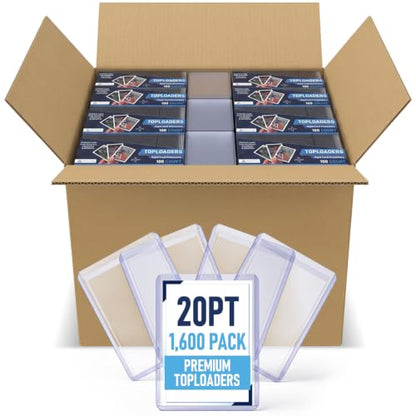 Premium Seamless 20PT - 360PT Thick Top Loaders for Cards | Top Loader Card Holder, Baseball Card Sleeves Hard Plastic, Hard Trading Cards Sleeves, TCG Sports Sleeve Hards, Toploader Clear Plastic. - style: 20PT - 1,600 Count