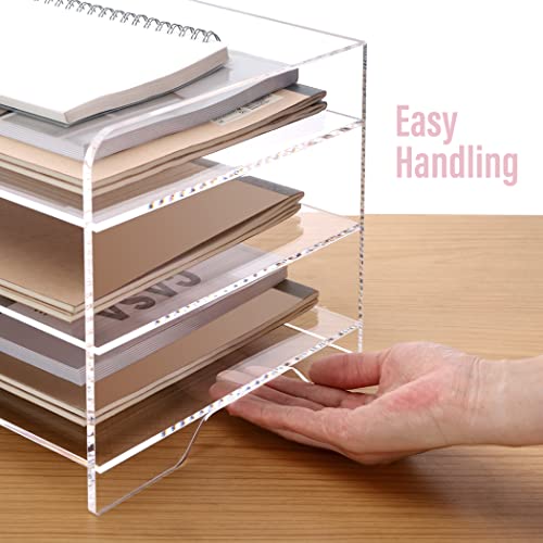 SANRUI Acrylic Paper Organizer Letter Tray for Desk, 3 Tier Enlarged File Sorter,Clear File Holder Desktop Shelf Document Storage for School Office Home - style: Enlarged 3 Tier File Tray Holder