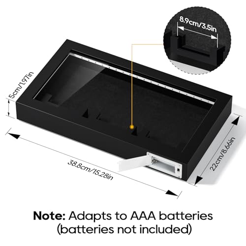 TJ.MOREE 3 Slot LED Lighted Baseball Graded Card Display Case, Black Wood | Fits Football, Basketball & Hockey Trading Card Collection - size: 3 Cards