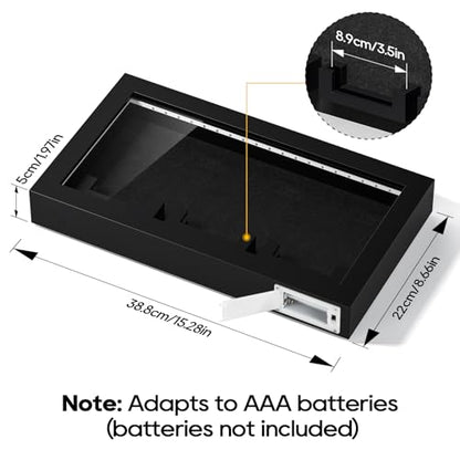 TJ.MOREE 3 Slot LED Lighted Baseball Graded Card Display Case, Black Wood | Fits Football, Basketball & Hockey Trading Card Collection - size: 3 Cards