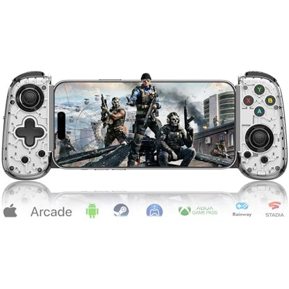 Mobile Gaming Controller for Android & ALL iPhone Series (Support USB-C & Wireless Connect) PS Remote Player Gamepad for PS5/PS4/Xbox/PC with Hall Joysticks/Turbo/Cloud Game Controller, Plug & Play - color: White