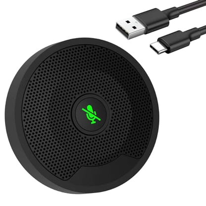 USB Microphone for PC, Computer Mic with Mute Button, Plug & Play | Noise Cancelling, 360° Omnidirectional Pickup, Conference Calls, Video Conference, Laptop, USB Connector,Table Mic
