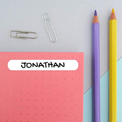 50 Personalized Adhesive Labels to Mark Objects 2.3 x 0.4 in. Waterproof Stickers to Mark School Supplies, Books, kindergartens Goods, Summer Camps, Children's Toys, etc. - color: White